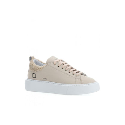 D.A.T.E Beige Leather Sneaker