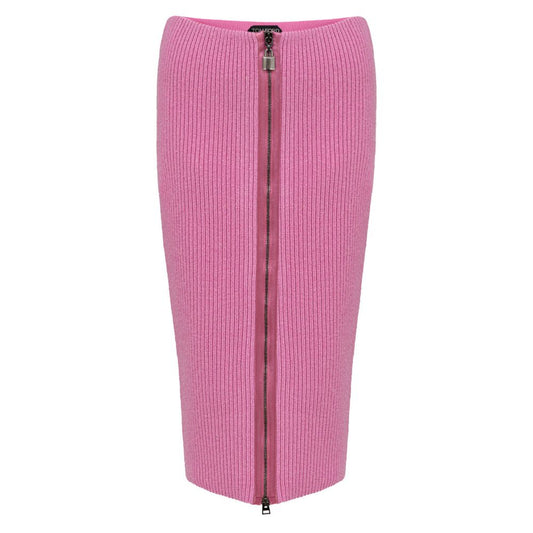 Tom Ford Pink Wool Midi Skirt