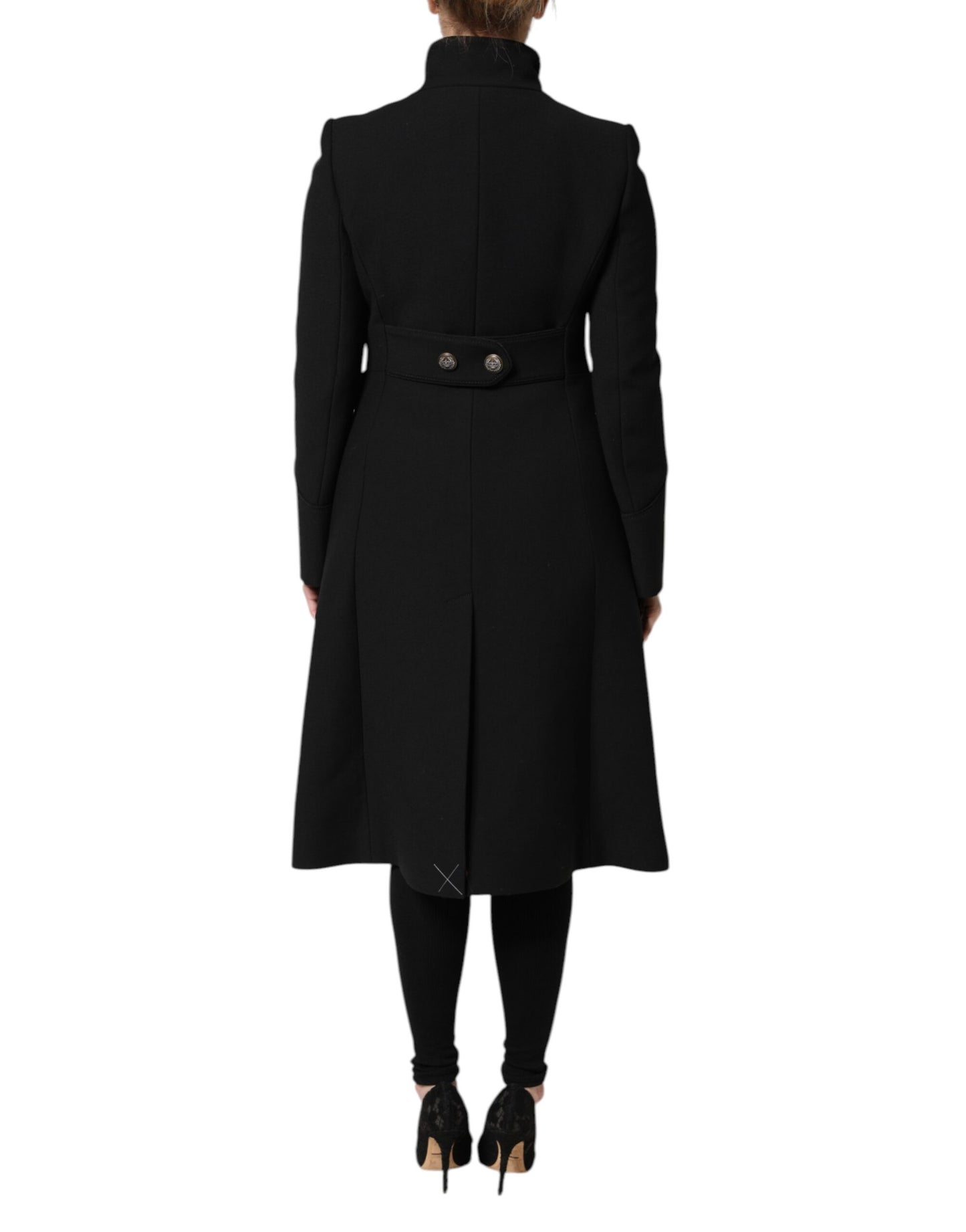 Dolce & Gabbana Black Wool Single Breasted Trench Coat Jacket