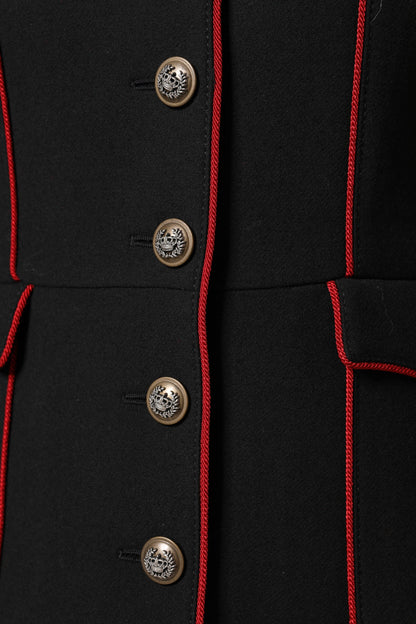 Dolce & Gabbana Black Wool Single Breasted Trench Coat Jacket