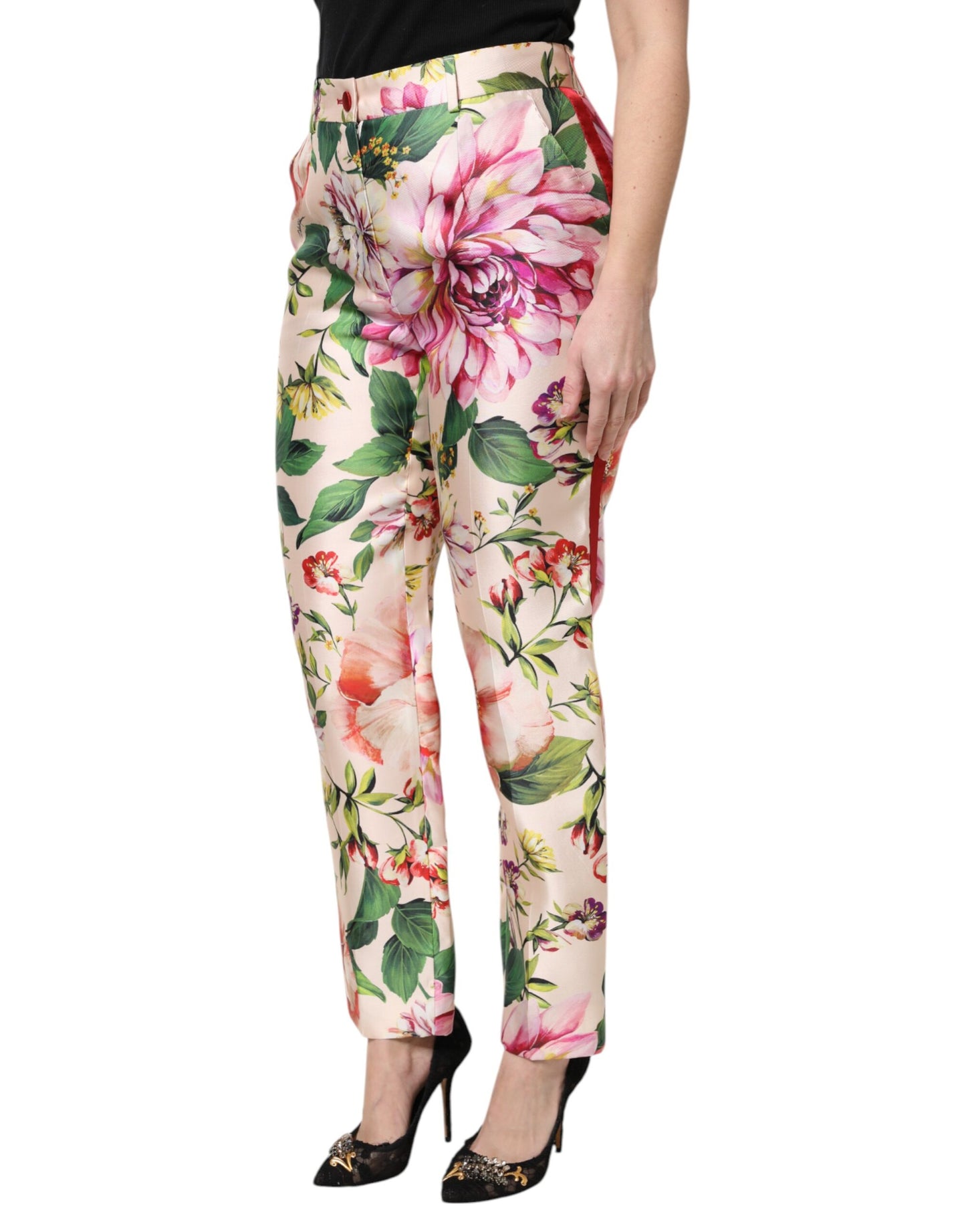 Dolce & Gabbana Multicolor Floral High Waist Straight Pants