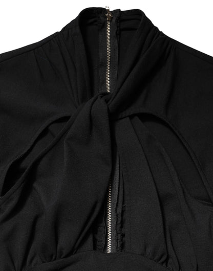 Dolce & Gabbana Black Long Sleeves Sheath Midi Dress