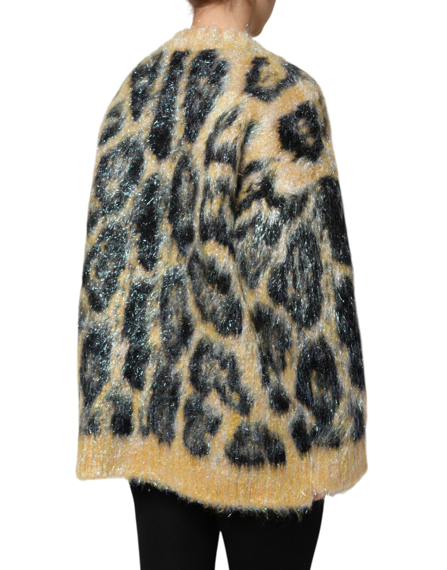 Dolce & Gabbana Multicolor Leopard Mohair Crew Neck Sweater