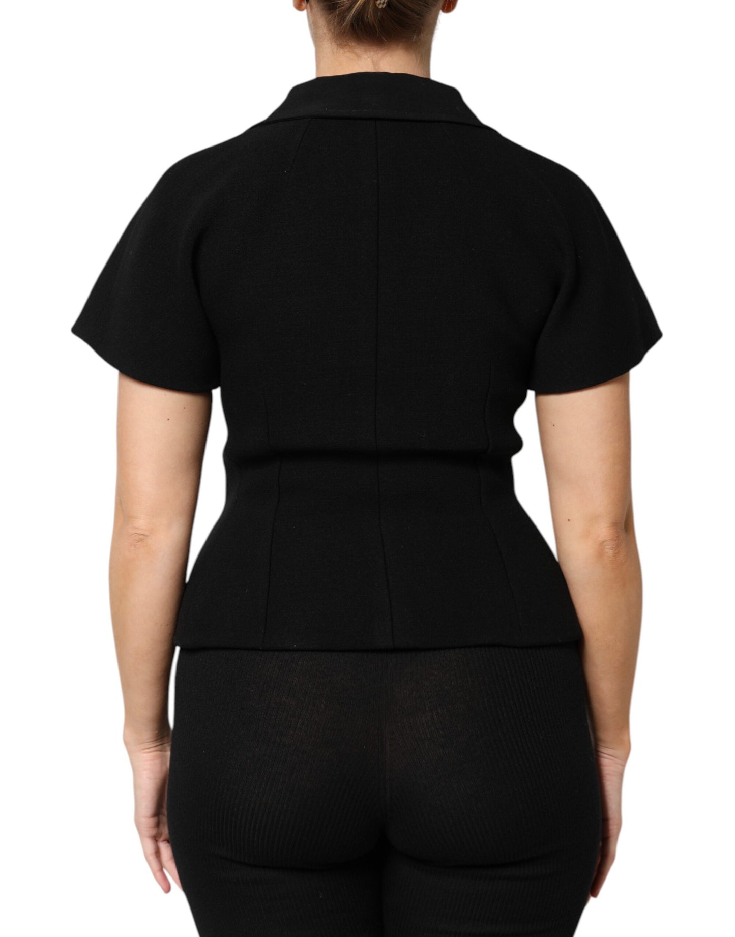 Dolce & Gabbana Black Wool Double Breasted Coat Jacket