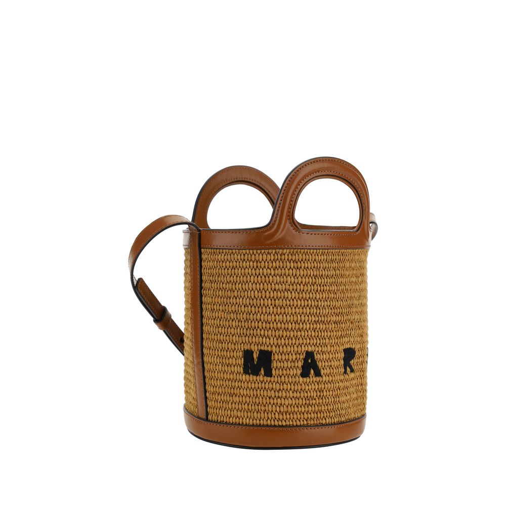 Marni Brown Cotton Backet Bag