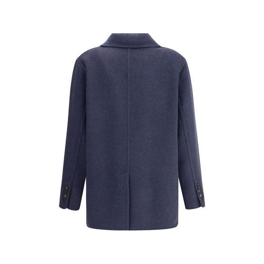Brunello Cucinelli Blue Cashmere Coat