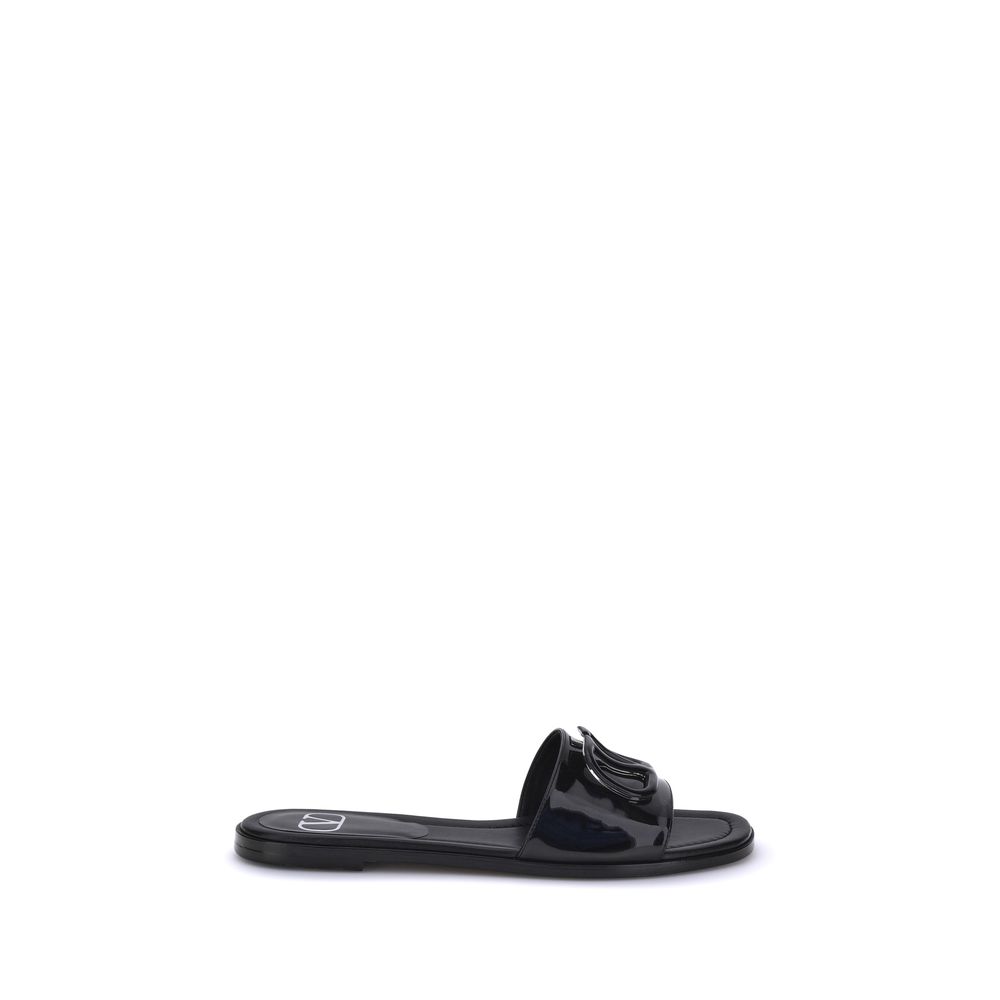 Valentino Garavani Black Calf Leather Bos Taurus Sandals