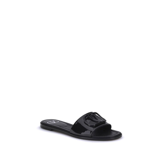 Valentino Garavani Black Calf Leather Bos Taurus Sandals