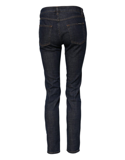 Dolce & Gabbana Blue Skinny Cotton Mid Waisted Denim Jeans