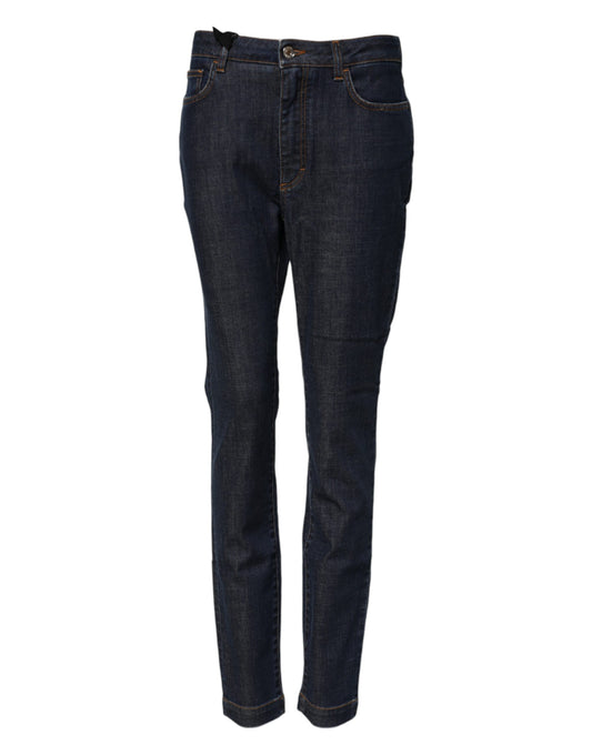 Dolce & Gabbana Blue Queen Patch AUDREY Mid Waist Denim Jeans