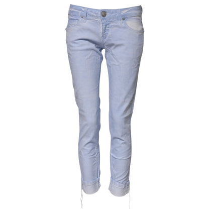 Acht Light Blue Cotton Slim Fit Denim Low Waist Denim Jeans