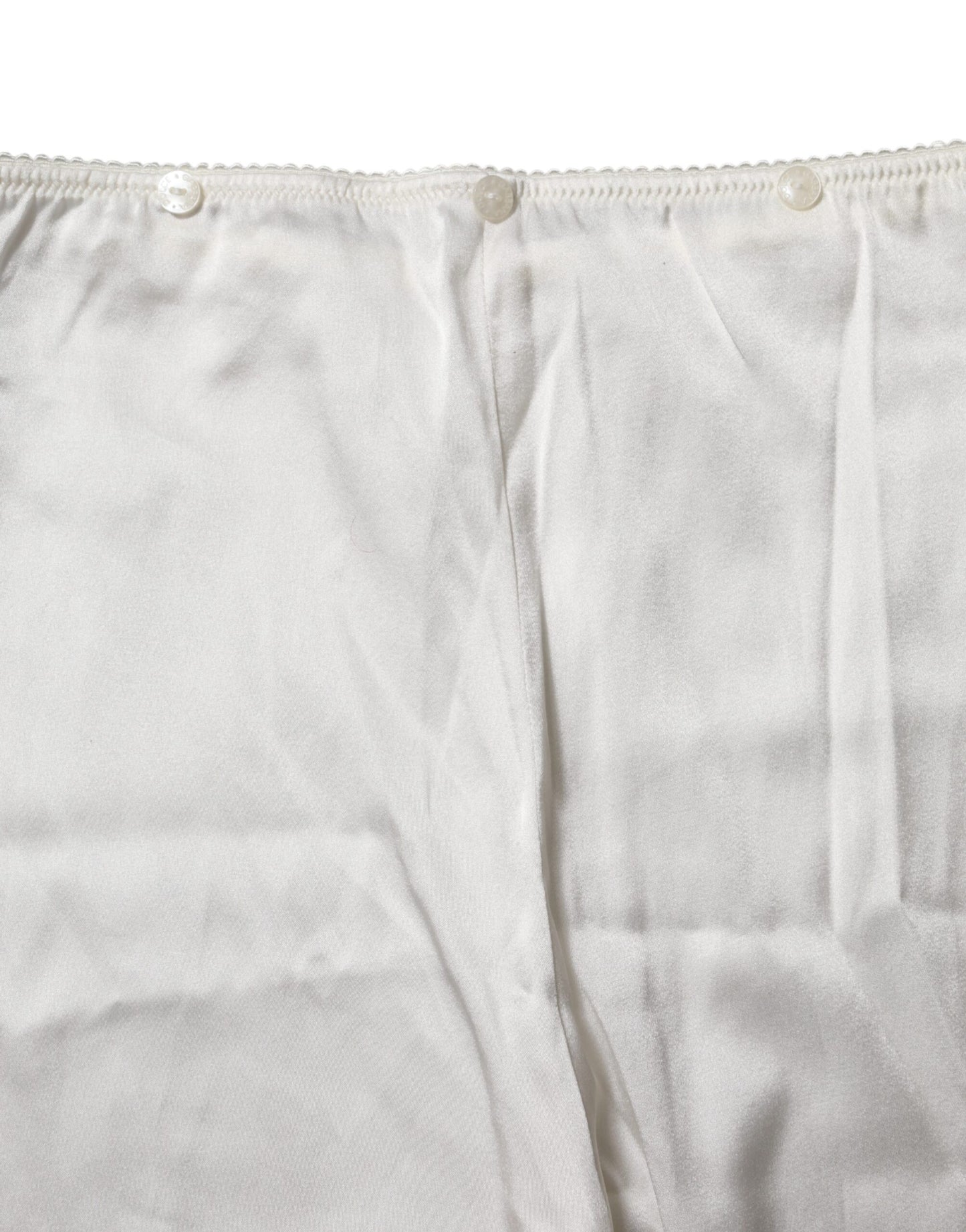 Dolce & Gabbana Ivory Silk Tapered High Waist Pants