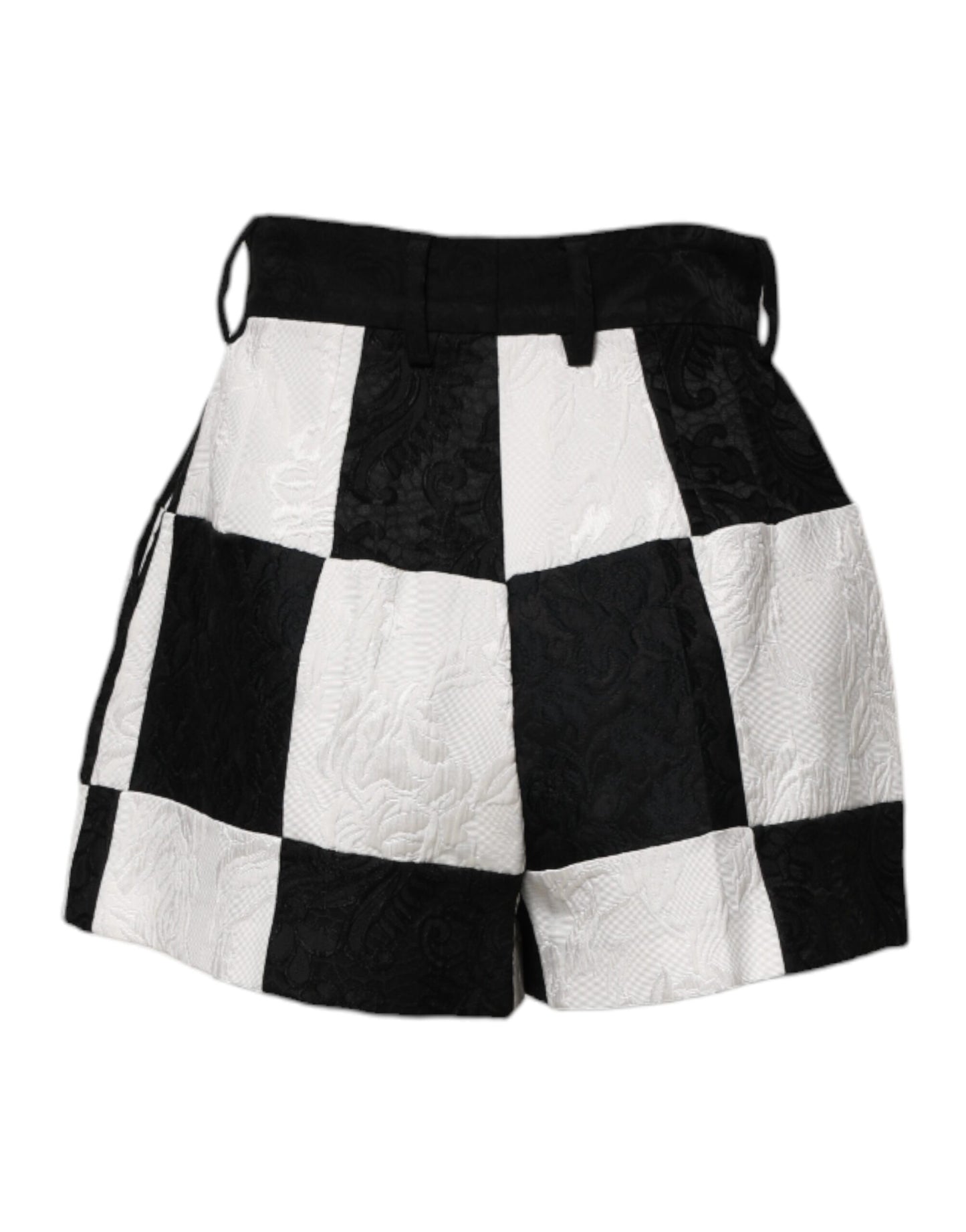 Dolce & Gabbana Black White Floral Brocade Hot Pants Shorts