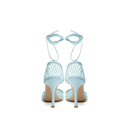 Bottega Veneta Blue Fabric And Leather Stiletto Heel Sandals