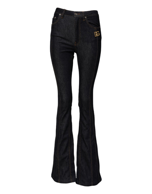 Dolce & Gabbana Black Cotton Mid Waist Bootcut Denim Jeans