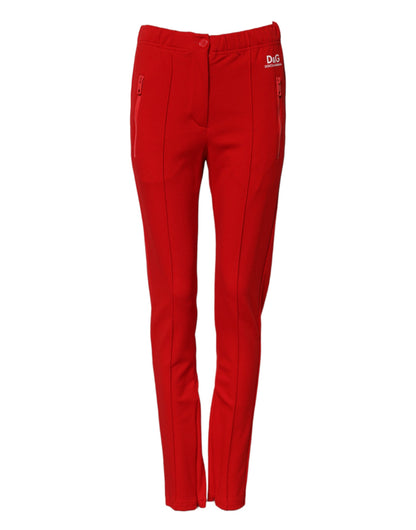 Dolce & Gabbana Red Mid Waist Slim Fit Pants