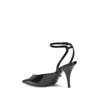Versace Black Calf Leather Bos Taurus Pumps