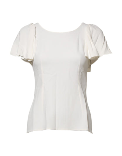 Dolce & Gabbana White Round Neck Short Sleeves Blouse Top