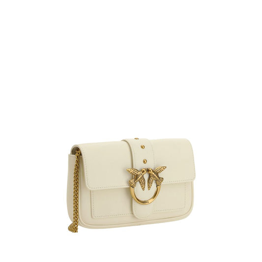 PINKO White Calf Leather Bos Taurus Shoulder Bag