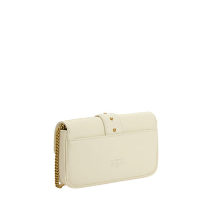 PINKO White Calf Leather Bos Taurus Shoulder Bag