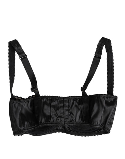 Dolce & Gabbana Black Silk Underwired Balconette Bra Underwear