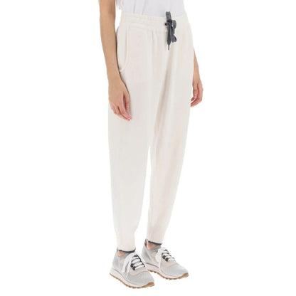Brunello Cucinelli White Cashmere Athletic Pants