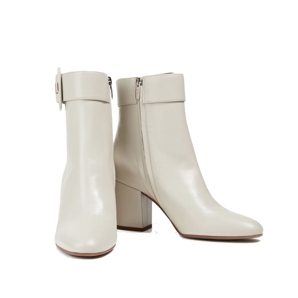 Sergio Rossi White Lamb Leather Ankle Boots