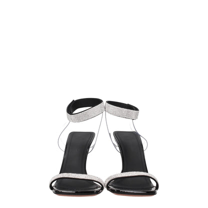 Amina Muaddi Black Crystals Stiletto Heel Sandals
