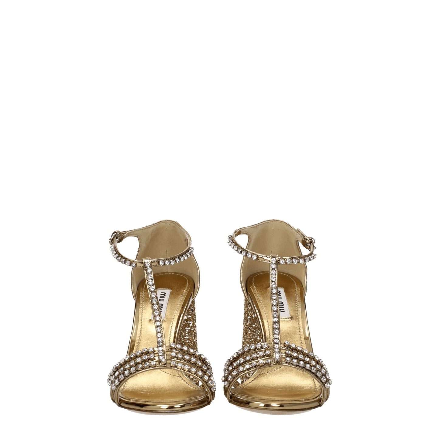 Miu Miu Gold Plastic Platform Sandals