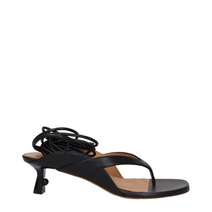 Off-White Black Leather Flip-Flop Sandals