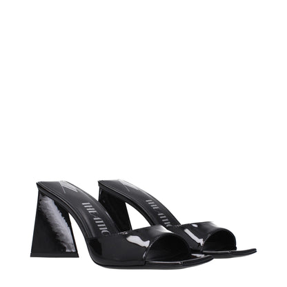 The Attico Black Leather Stiletto Heel Sandals