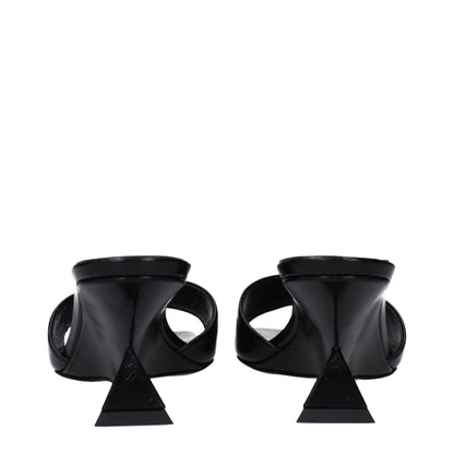 The Attico Black Leather Flat Sandals