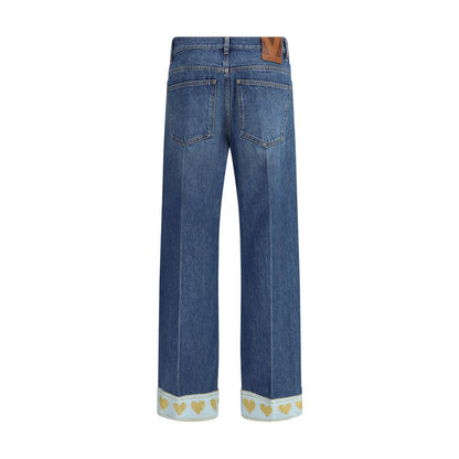 Valentino Blue Cotton Straight-Leg Jeans