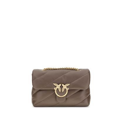 PINKO Brown Calf Leather Bos Taurus Shoulder Bag