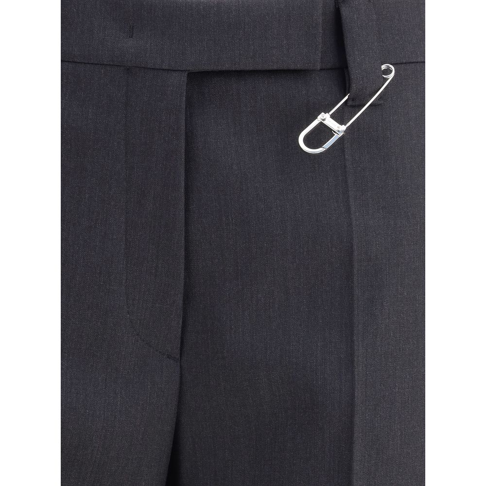 Pantaloni eleganti in lana grigia Prada