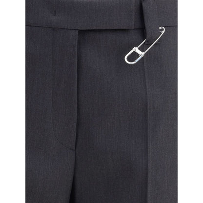 Pantaloni eleganti in lana grigia Prada
