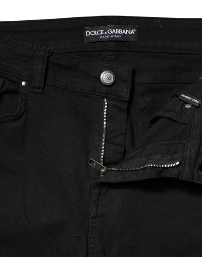 Dolce & Gabbana Black Cotton Skinny Mid Waist Denim Jeans