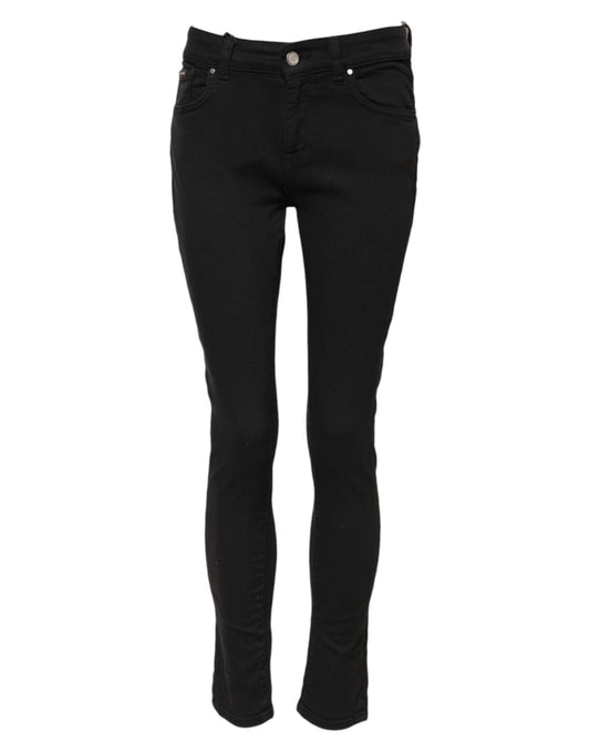 Dolce & Gabbana Black Cotton Skinny Mid Waist Denim Jeans