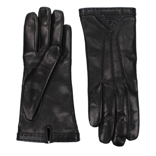 Prada Black Leather Gloves