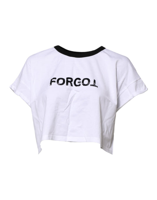 T-shirt corta con scollo rotondo in cotone bianco Dolce &amp; Gabbana