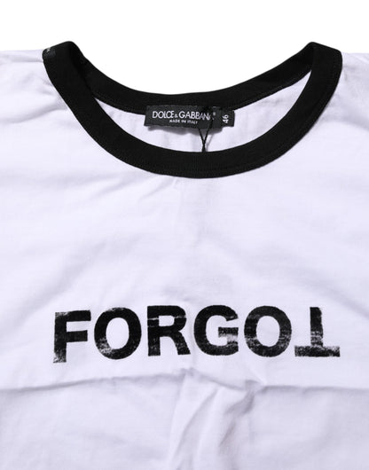 Dolce & Gabbana White Cotton Crew Neck Cropped Top T-shirt
