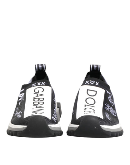 Dolce & Gabbana Black White Sorrento Low Top Sneakers Shoes