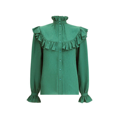 Saint Laurent Green Silk Blouse