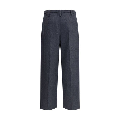 Brunello Cucinelli Gray Fleece Wool Casual Pants