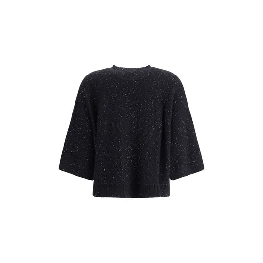 Fabiana Filippi Black Fleece Wool Sweatshirt