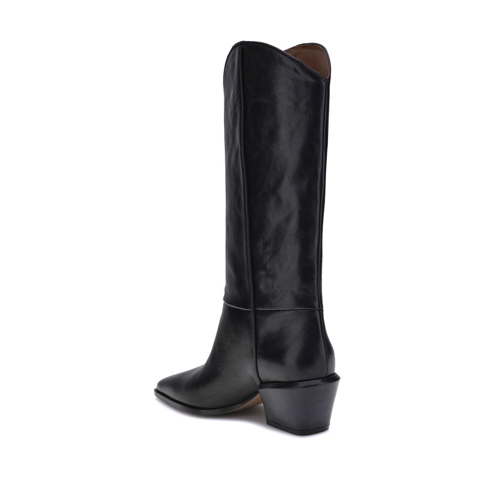 Paris Texas Black Calf Leather Bos Taurus Ankle Boots