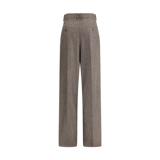Saint Laurent Wool Herringbone pattern wide leg Pants