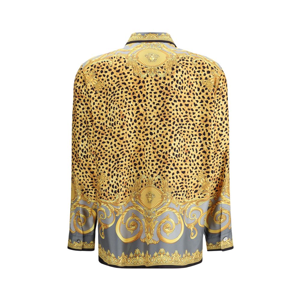Versace Silk Cheetah Foulard Shirt