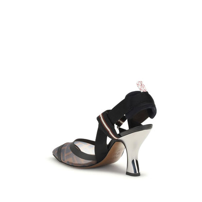 Fendi Black Calf Leather Bos Taurus Mid Heel Pumps