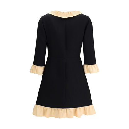 Valentino Black Fleece Wool Cocktail Dress